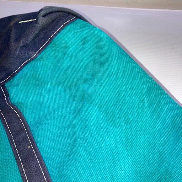 Vintage L.L. Bean Boat & Tote Canvas Bag Teal/Blue "TIPSEA" Embroidered 22x14 - Picture 10 of 12